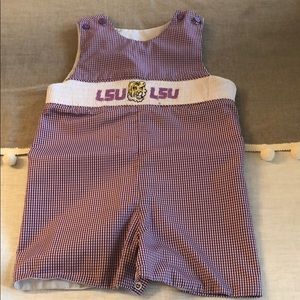 Smocked LSU onesie.
